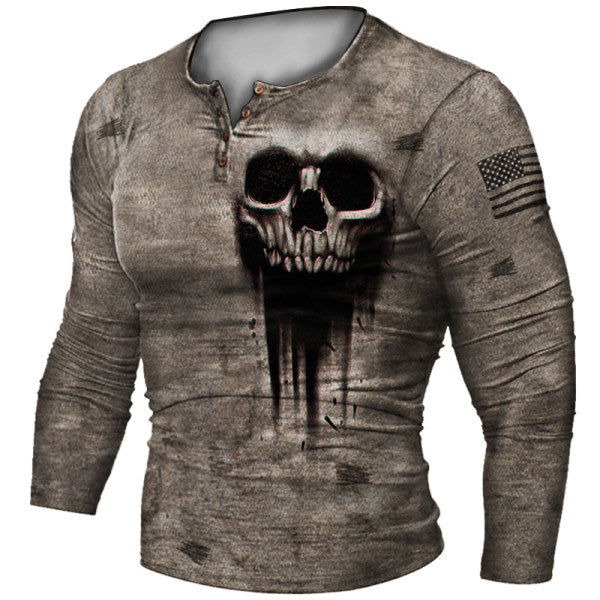 Motorcycle Rally Combat Skull Long Sleeved T Shirt Men's | | Wiccan Center