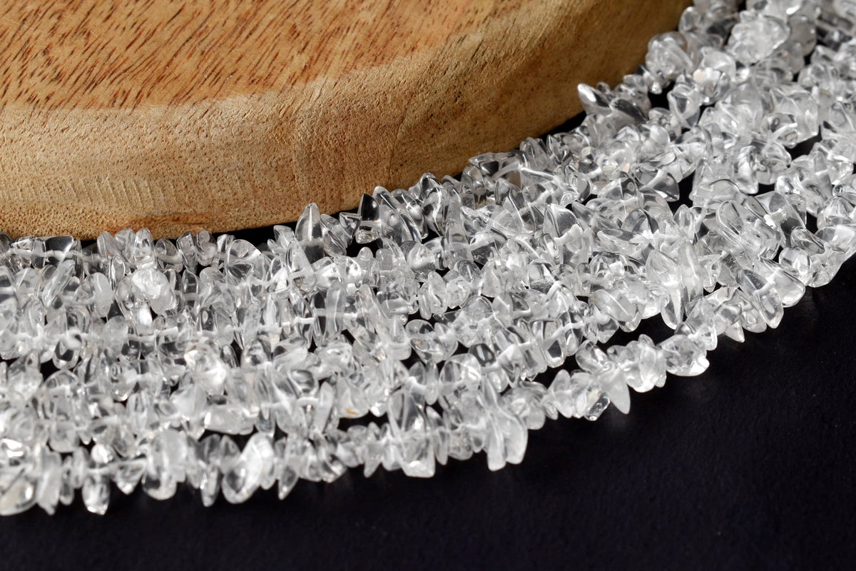 Clear Quartz Chip Beads Necklace, Crystal Uncut Beads