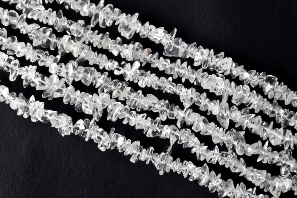 Clear Quartz Chip Beads Necklace, Crystal Uncut Beads