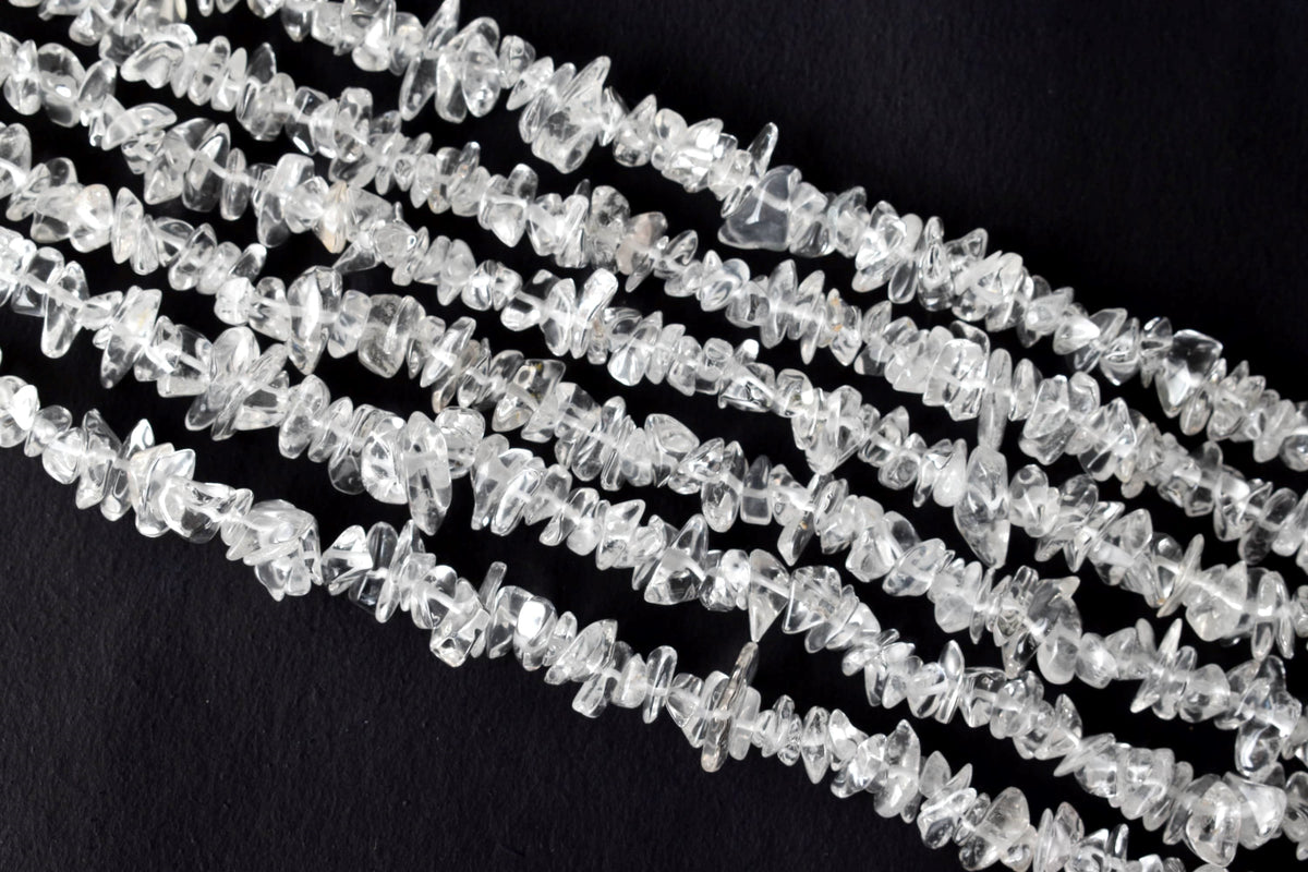Clear Quartz Chip Beads Necklace, Crystal Uncut Beads