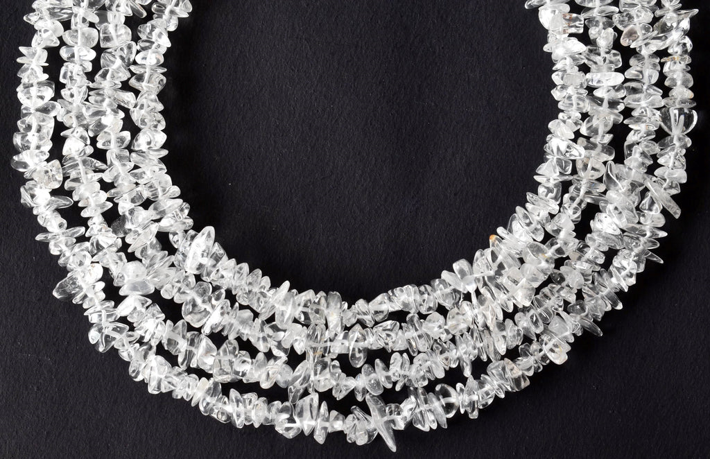 Clear Quartz Chip Beads Necklace, Crystal Uncut Beads