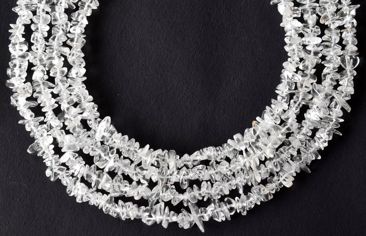 Clear Quartz Chip Beads Necklace, Crystal Uncut Beads
