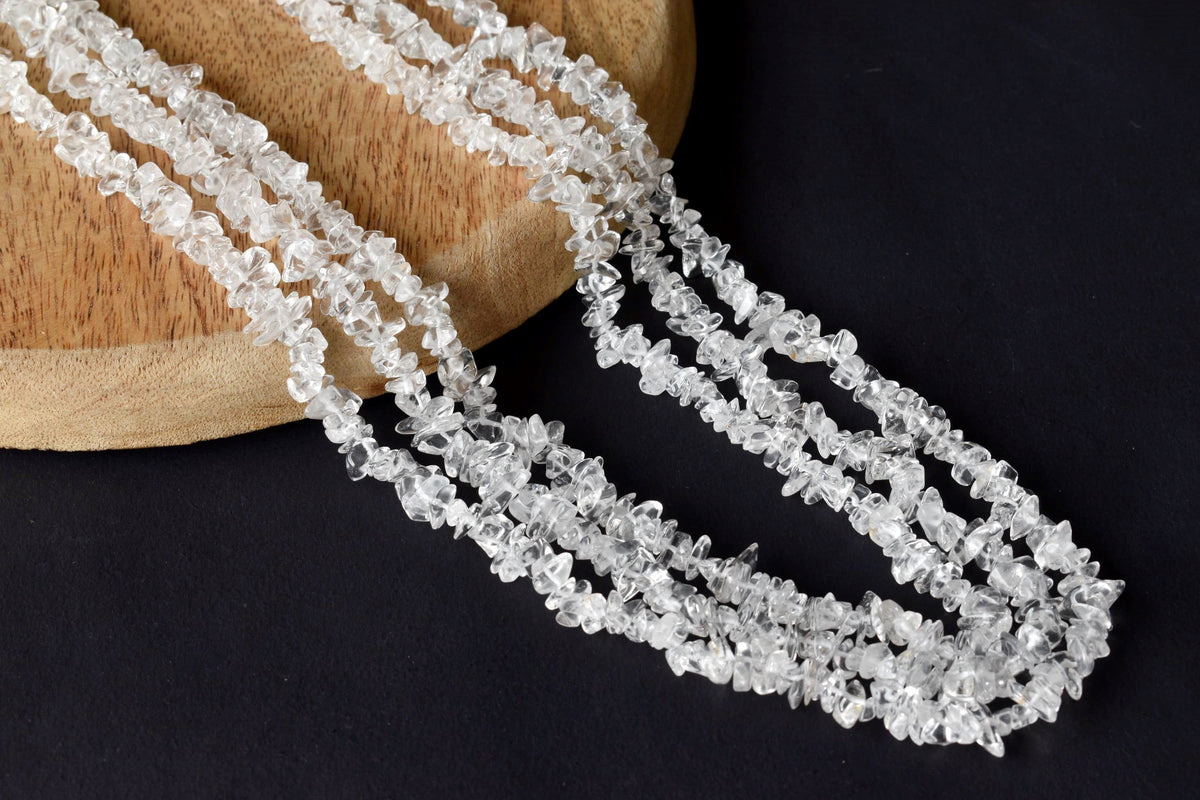 Clear Quartz Chip Beads Necklace, Crystal Uncut Beads