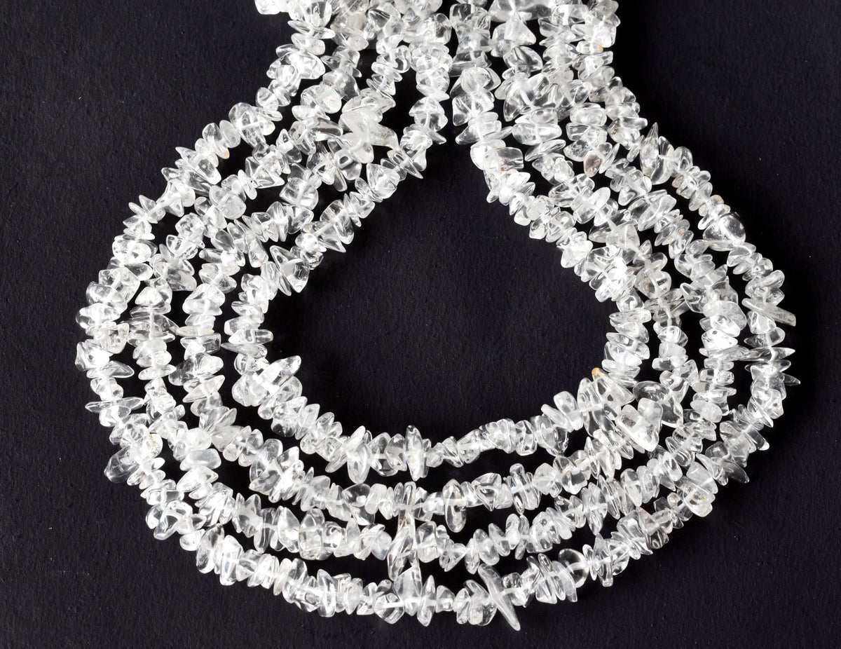 Clear Quartz Chip Beads Necklace, Crystal Uncut Beads