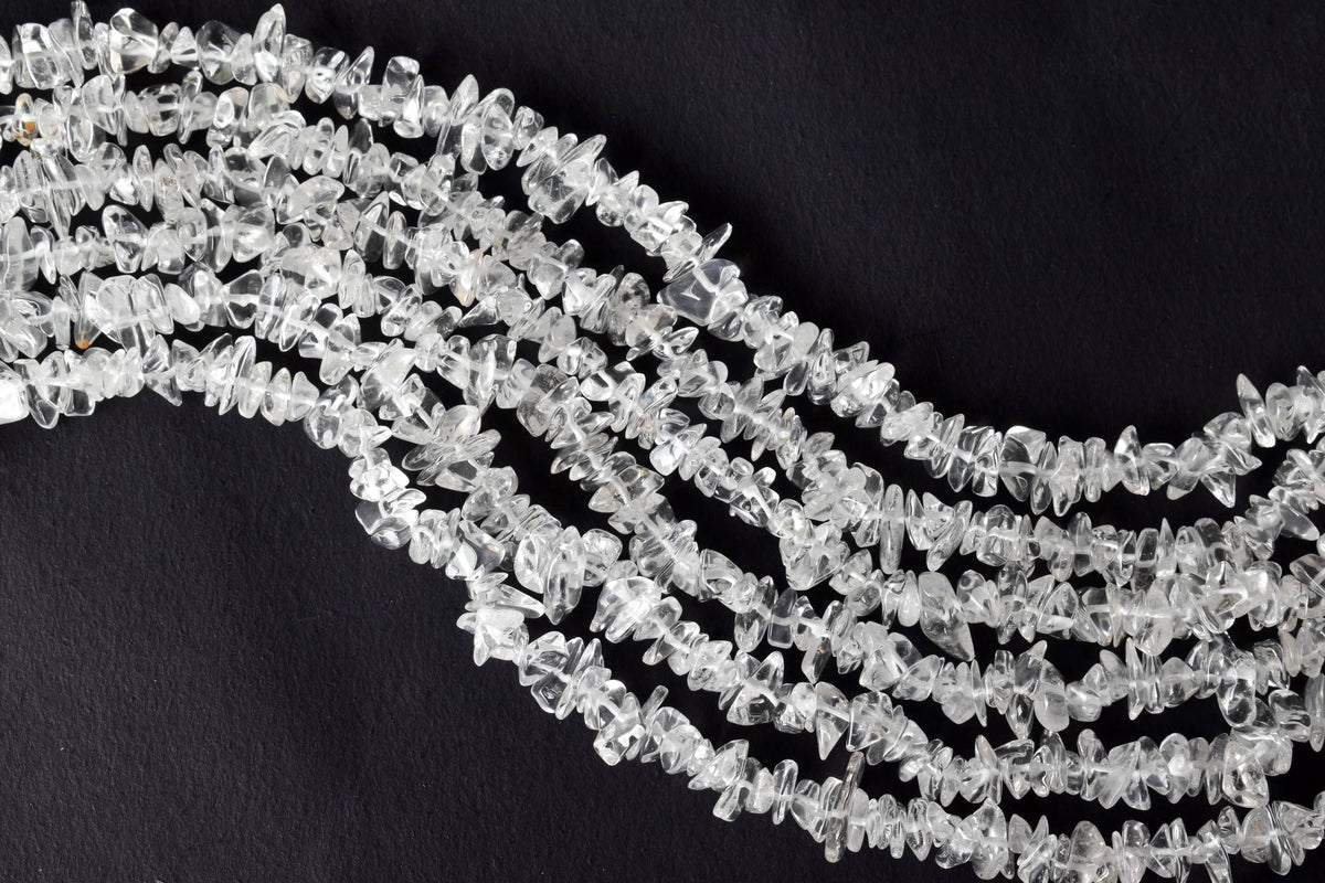 Clear Quartz Chip Beads Necklace, Crystal Uncut Beads