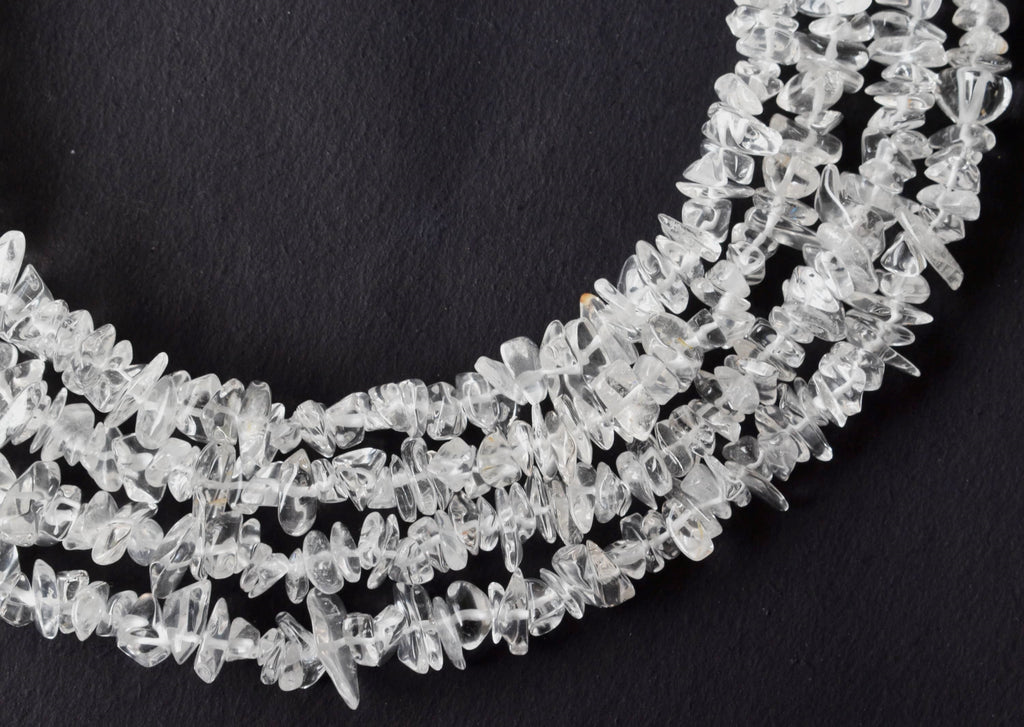 Clear Quartz Chip Beads Necklace, Crystal Uncut Beads