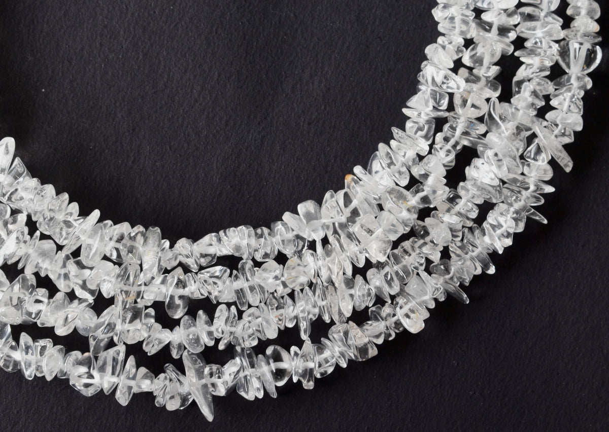 Clear Quartz Chip Beads Necklace, Crystal Uncut Beads