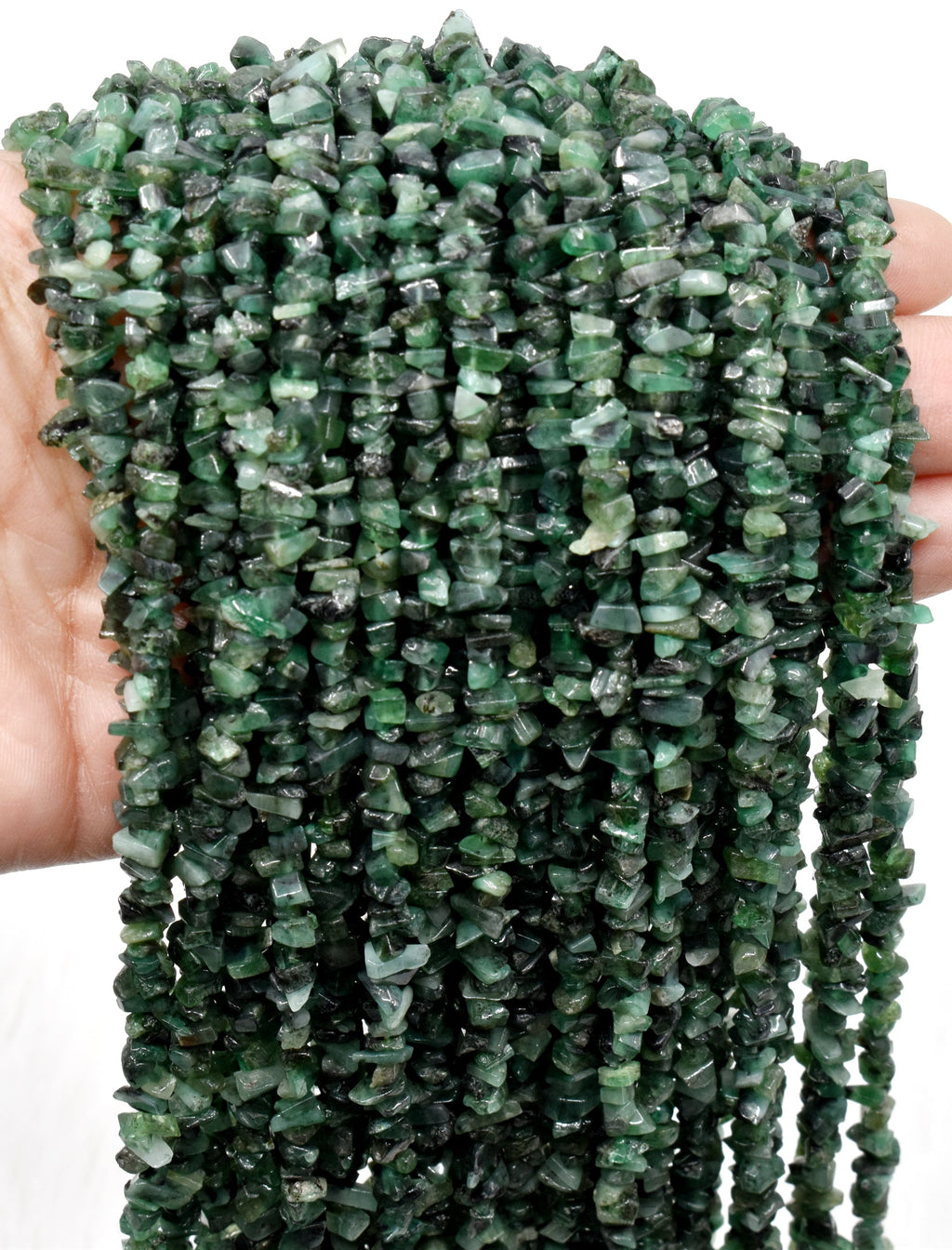 Uncut Raw Emerald Crystal Chip Beads for Necklace (Intuition and Power) | Beads | Wiccan Center