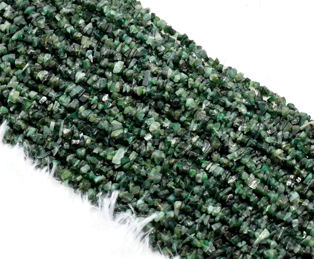 Uncut Raw Emerald Crystal Chip Beads for Necklace (Intuition and Power) | Beads | Wiccan Center