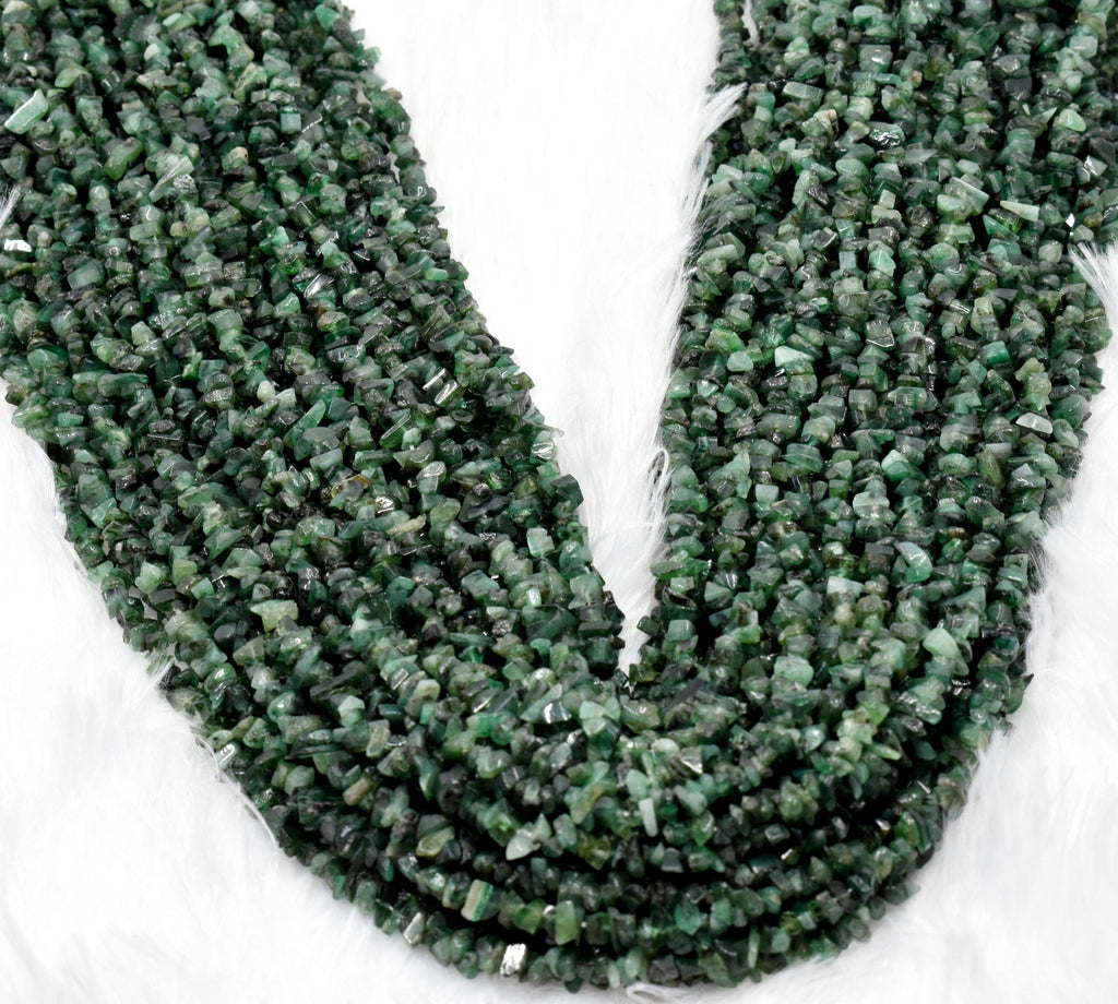 Uncut Raw Emerald Crystal Chip Beads for Necklace (Intuition and Power) | Beads | Wiccan Center