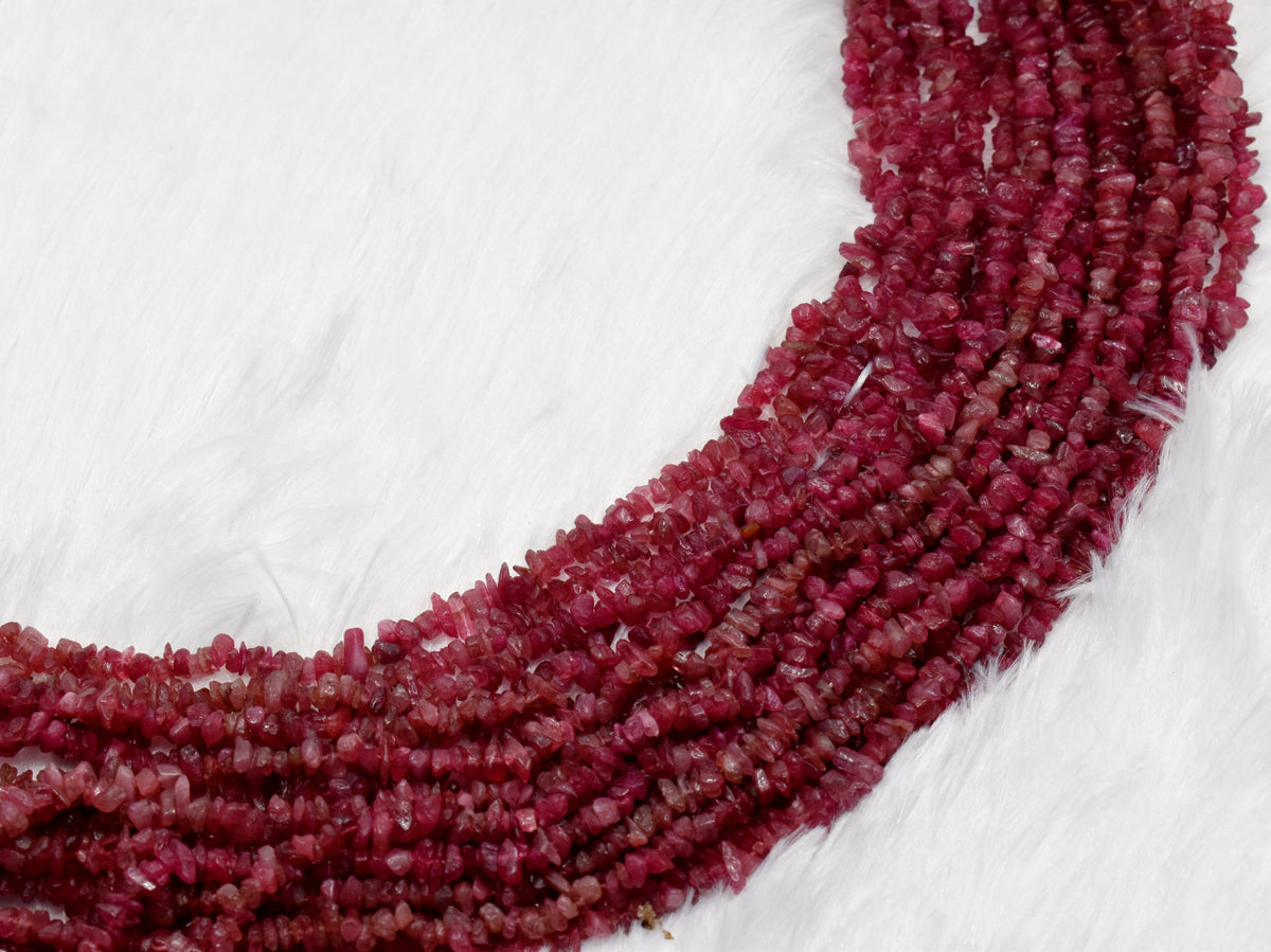Uncut Raw Pink Tourmaline Crystal Chip Beads for Necklace (Generosity and Passion) | Beads | Wiccan Center
