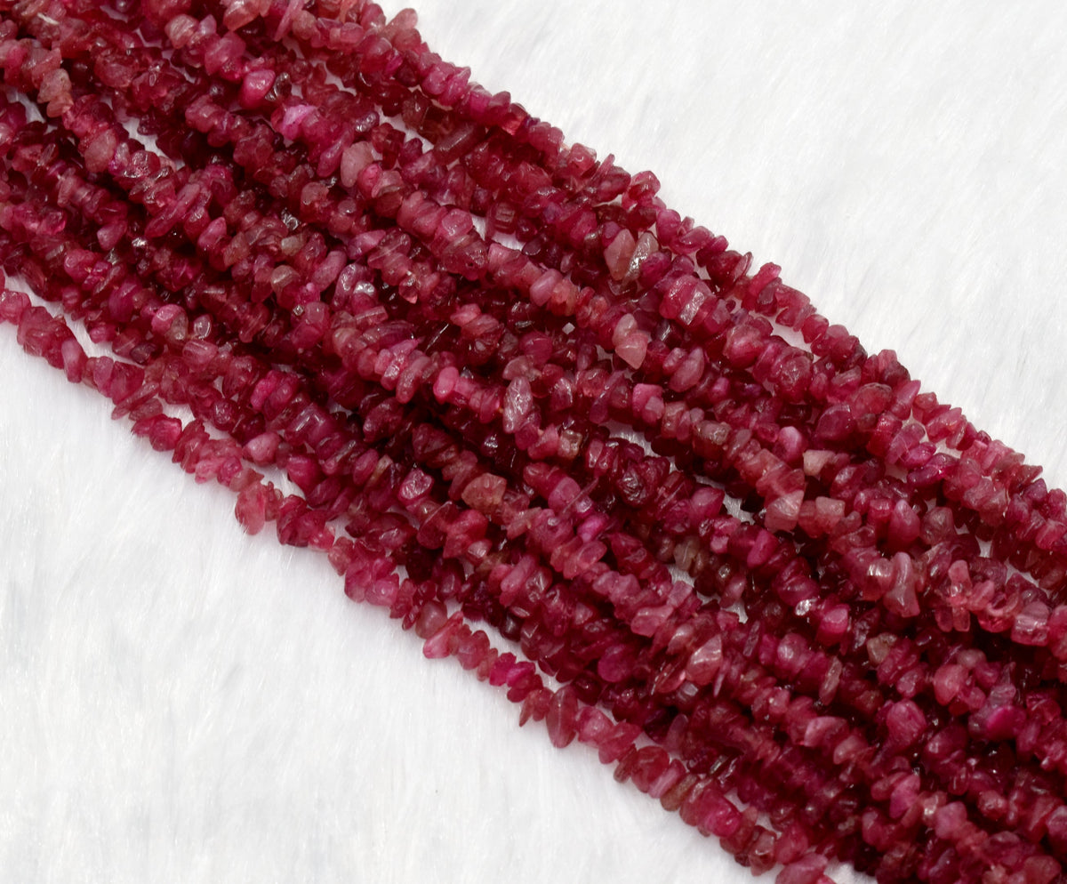 Uncut Raw Pink Tourmaline Crystal Chip Beads for Necklace (Generosity and Passion) | Beads | Wiccan Center