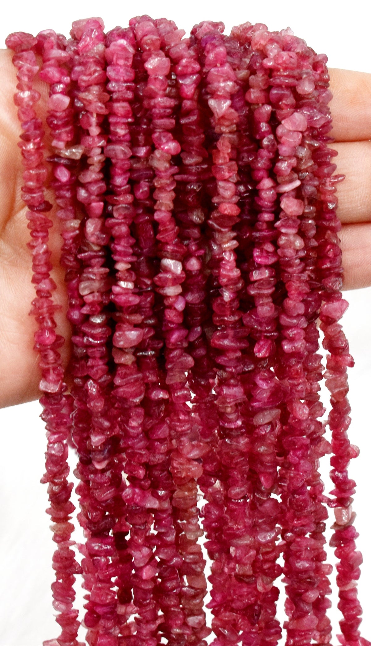 Uncut Raw Pink Tourmaline Crystal Chip Beads for Necklace (Generosity and Passion) | Beads | Wiccan Center