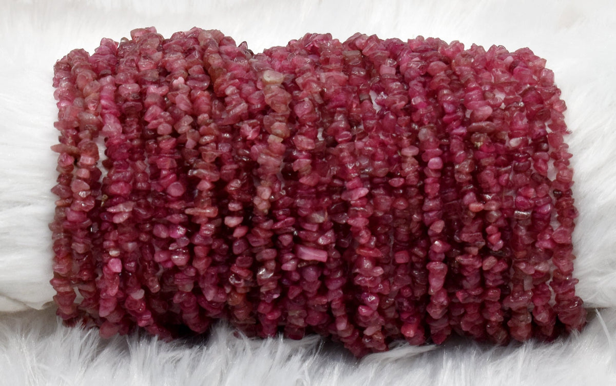 Uncut Raw Pink Tourmaline Crystal Chip Beads for Necklace (Generosity and Passion) | Beads | Wiccan Center