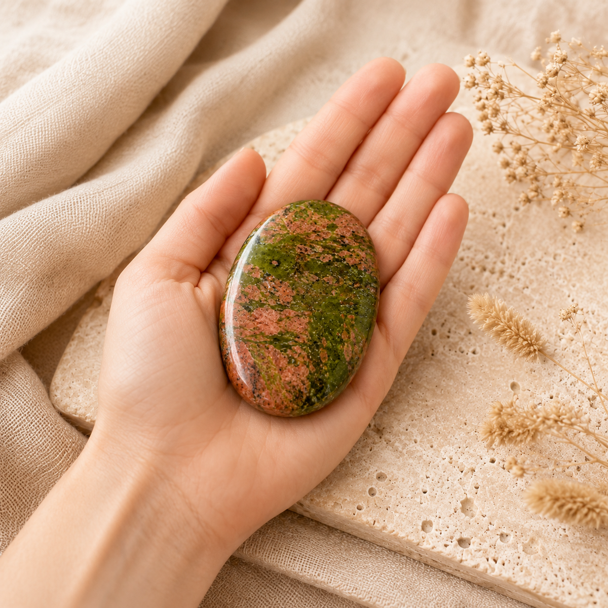 Unakite Pocket Stones (Generosity and Joy)