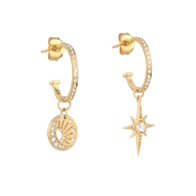 Star & Moon Charm Earrings