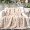DaDalogy Bedding Champagne Ivory Faux Fur Throw Blanket - Dreamy Gold Geometric Embossed Sherpa Backside - Super Soft Warm Cozy Plush Fluffy | Throw Blankets | Wiccan Center