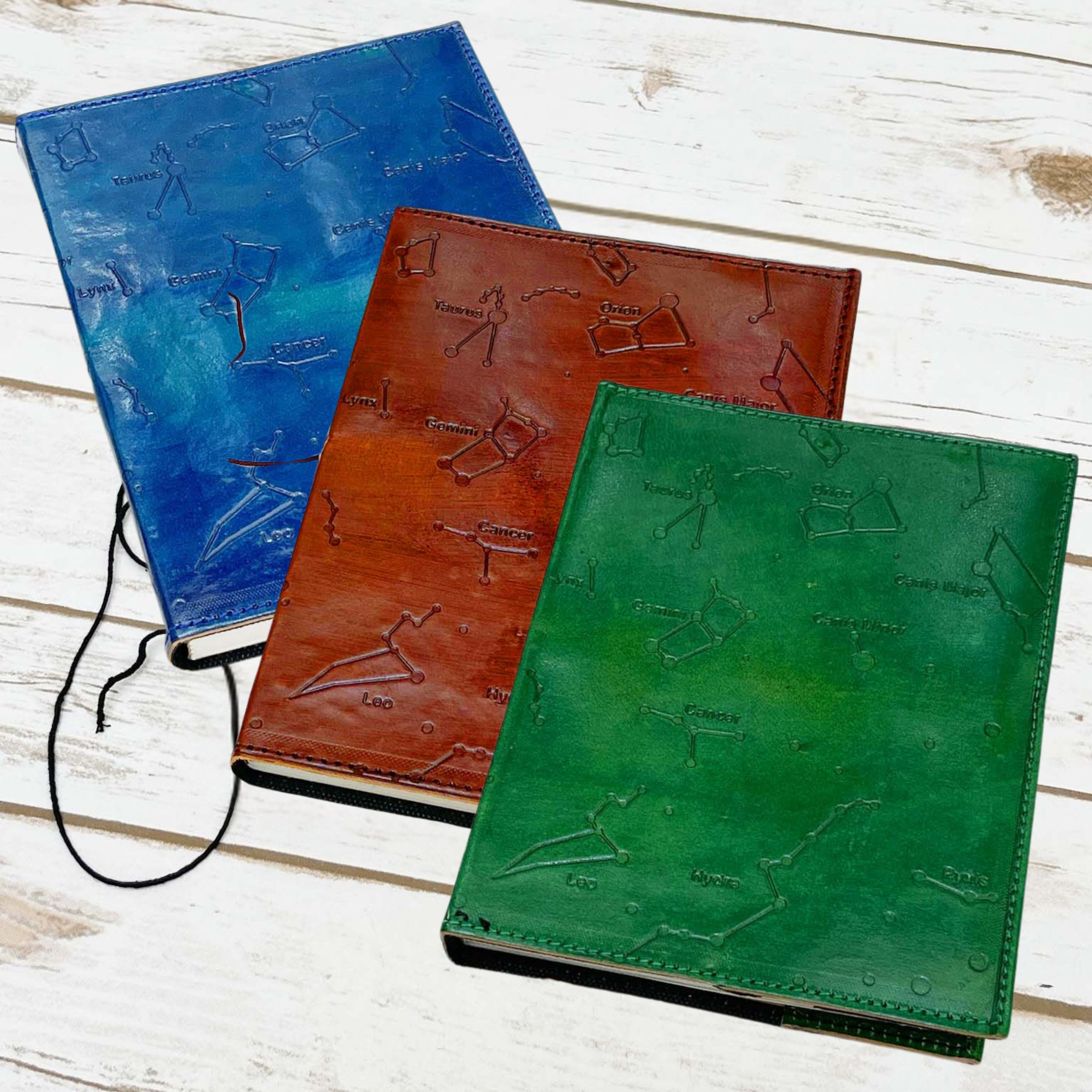 Constellation Refillable Embossed Leather Journal with Recycled Paper | Journal | Wiccan Center