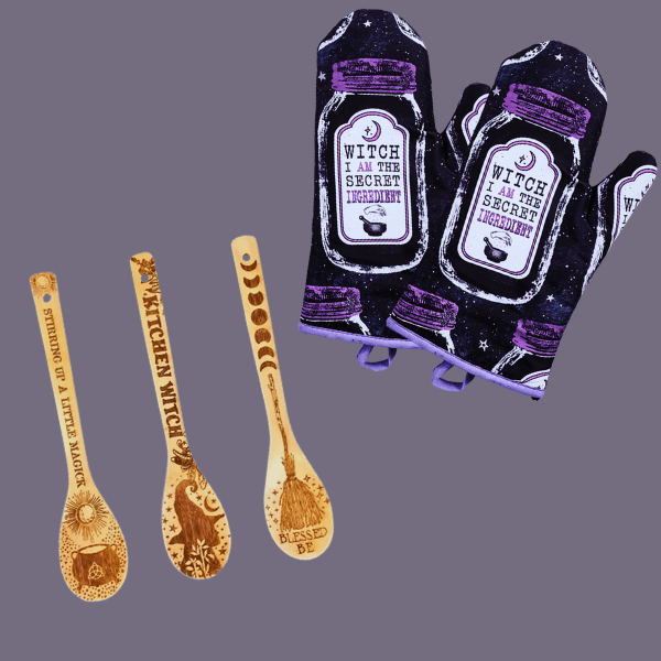 Kitchen Witch Oven Mitt Set | Kitchen | Wiccan Center