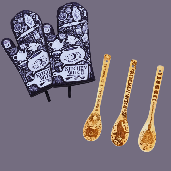 Kitchen Witch Oven Mitt Set | Kitchen | Wiccan Center
