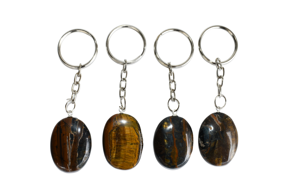 Tiger Eye Key Chain, Gemstone Keychain Crystal Key Ring (Creativity and Intuition).