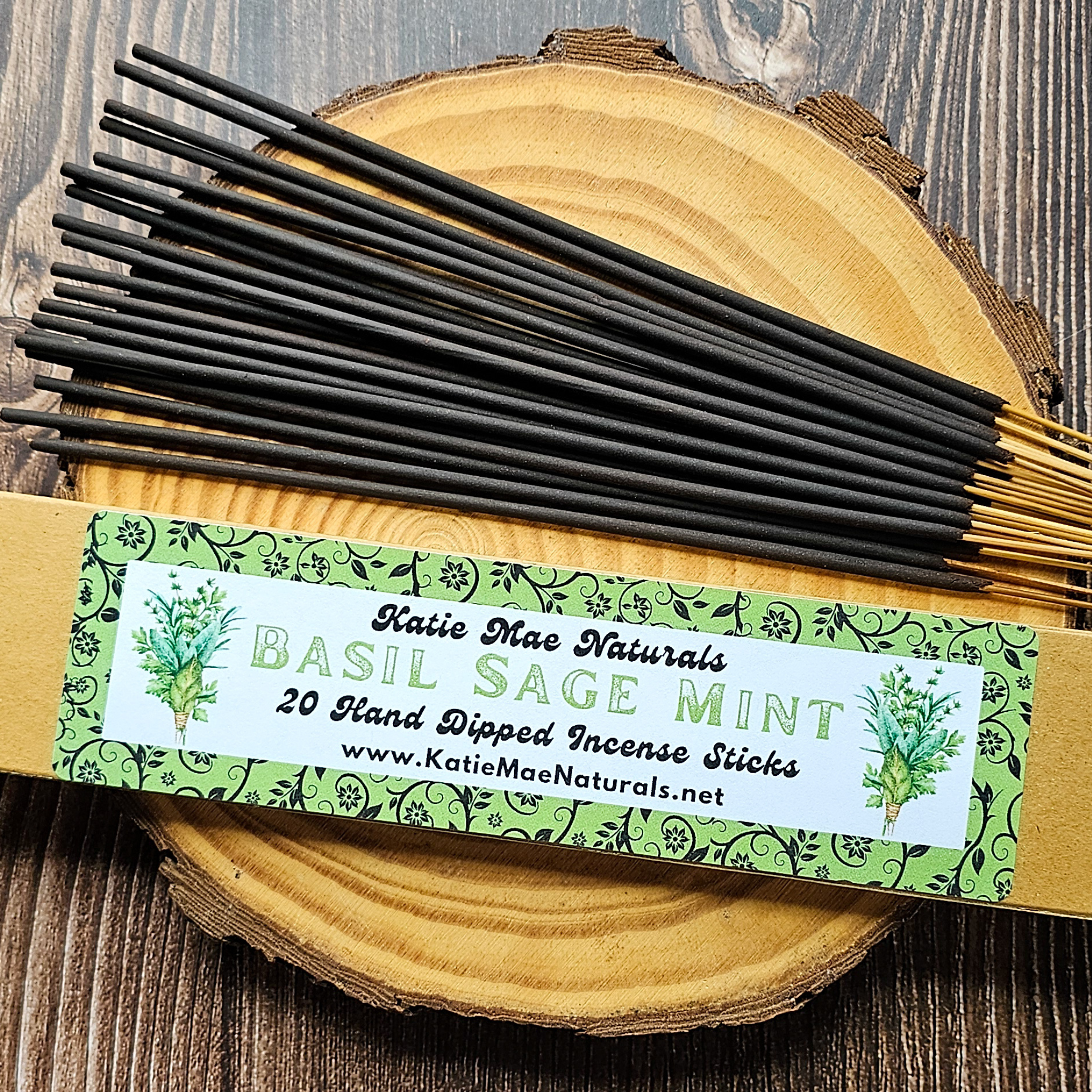 Basil Sage Mint Incense Sticks – Hand Dipped Fresh Herbal Incense | Incense | Wiccan Center