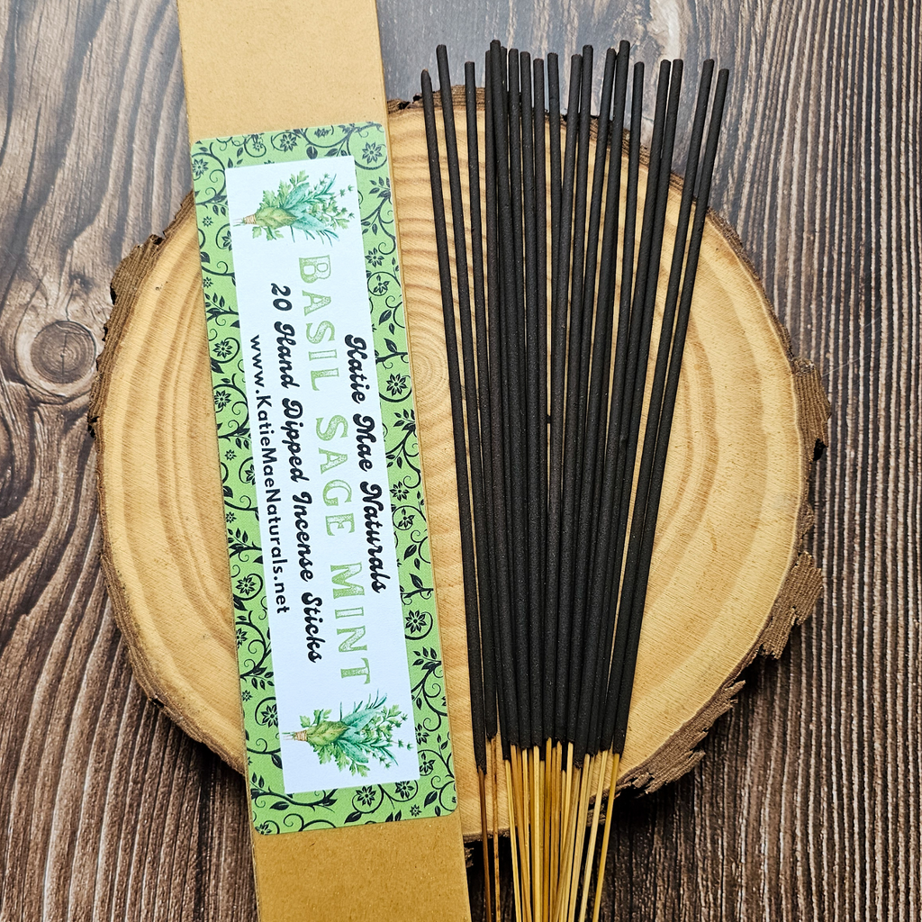 Basil Sage Mint Incense Sticks – Hand Dipped Fresh Herbal Incense | Incense | Wiccan Center