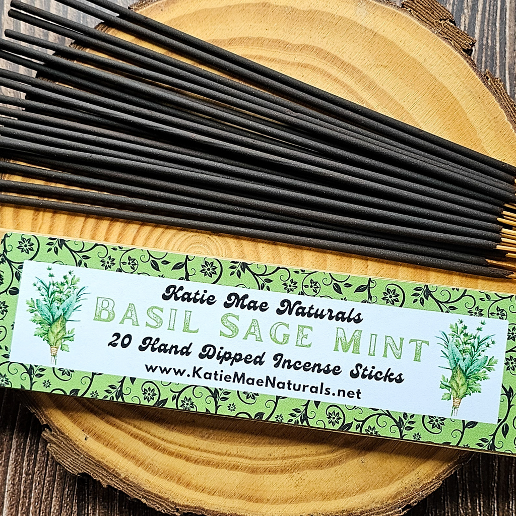 Basil Sage Mint Incense Sticks – Hand Dipped Fresh Herbal Incense | Incense | Wiccan Center