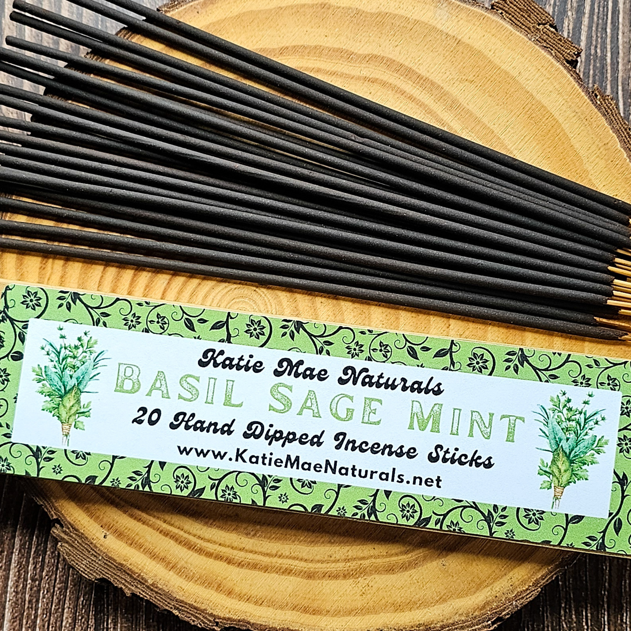Basil Sage Mint Incense Sticks – Hand Dipped Fresh Herbal Incense | Incense | Wiccan Center