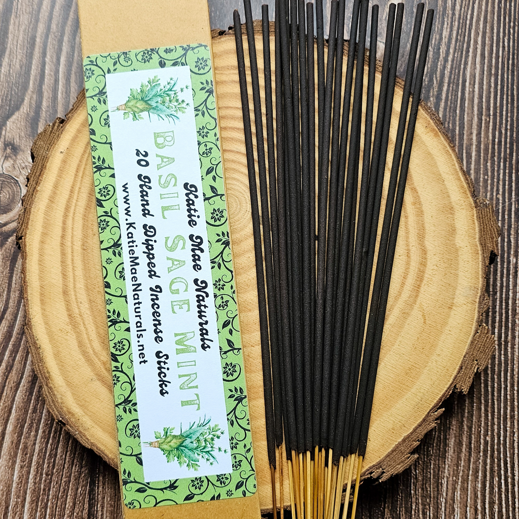 Basil Sage Mint Incense Sticks – Hand Dipped Fresh Herbal Incense | Incense | Wiccan Center