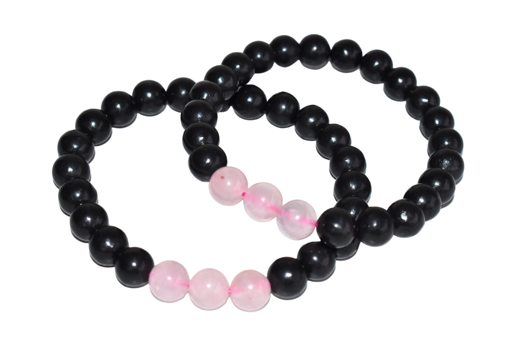 EMF Protection Crystal Bracelet, EMF Bracelet (Shungite Black, Rose Quartz) | | Wiccan Center