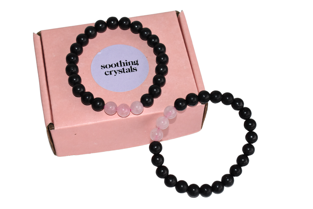 EMF Protection Crystal Bracelet, EMF Bracelet (Shungite Black, Rose Quartz) | | Wiccan Center