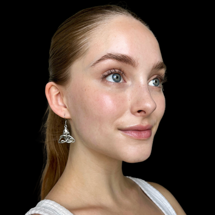 Celtic Cat on Triquetra Stainless Steel Earrings | Earrings | Wiccan Center