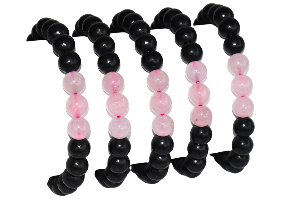 EMF Protection Crystal Bracelet, EMF Bracelet (Shungite Black, Rose Quartz) | | Wiccan Center