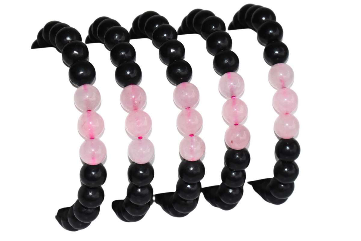 EMF Protection Crystal Bracelet, EMF Bracelet (Shungite Black, Rose Quartz) | | Wiccan Center