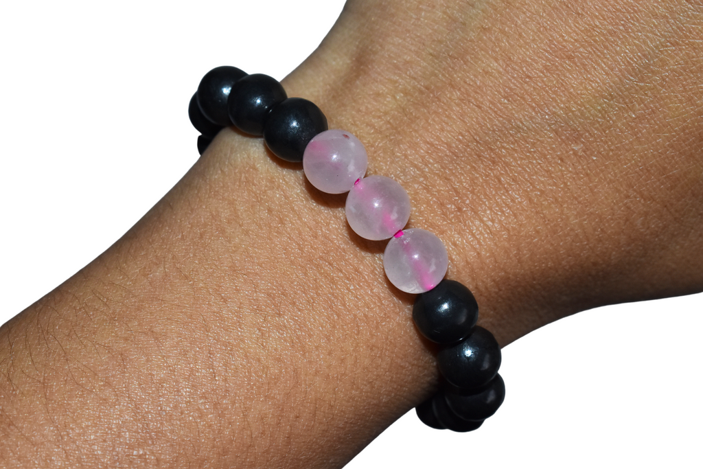 EMF Protection Crystal Bracelet, EMF Bracelet (Shungite Black, Rose Quartz) | | Wiccan Center