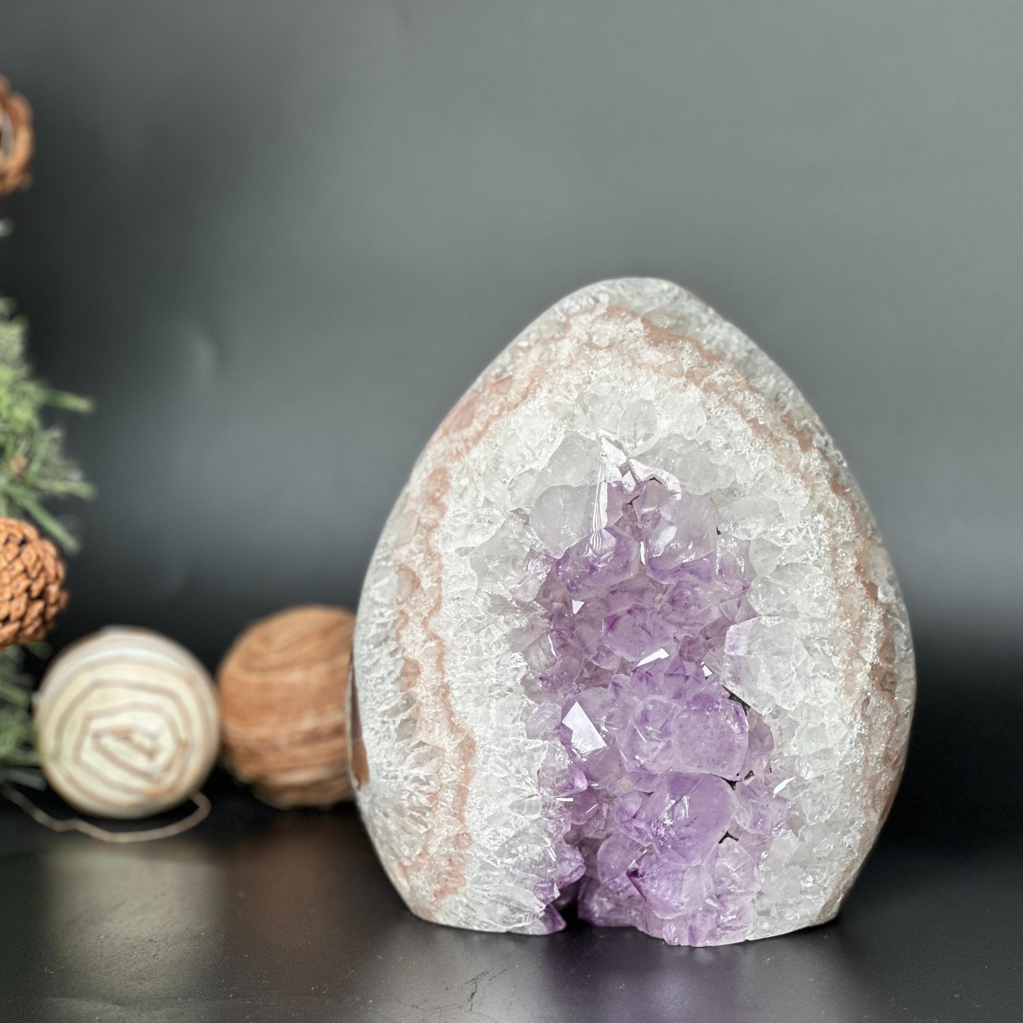 Uruguayan Amethyst and Agate Cave, Natural Geode, 7 inches Amethyst crystal | Amethyst Geodes | Wiccan Center