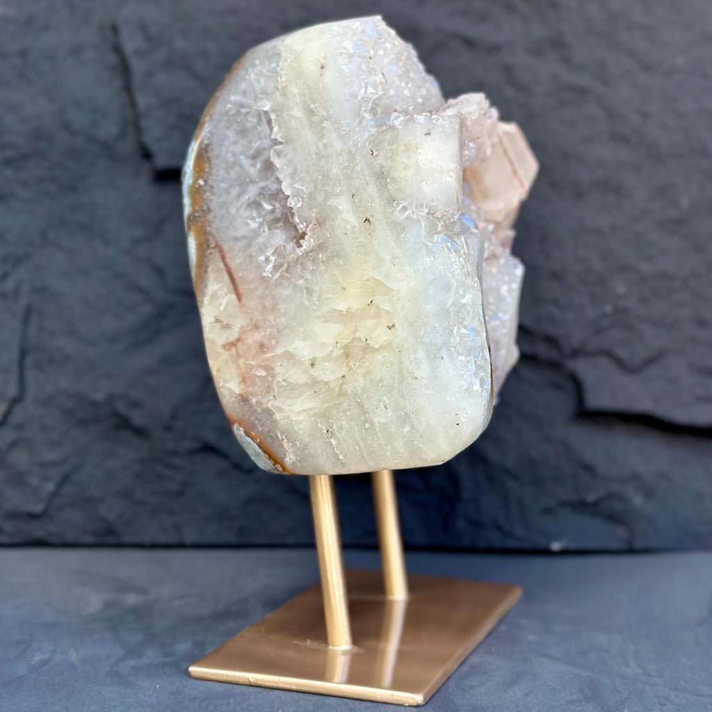 Natural Uruguayan Quartz Crystal on Metal Stand | | Wiccan Center