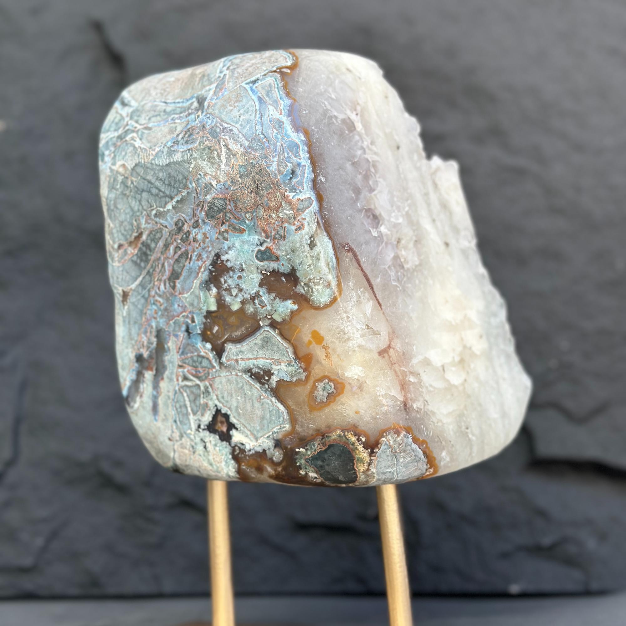 Natural Uruguayan Quartz Crystal on Metal Stand | | Wiccan Center