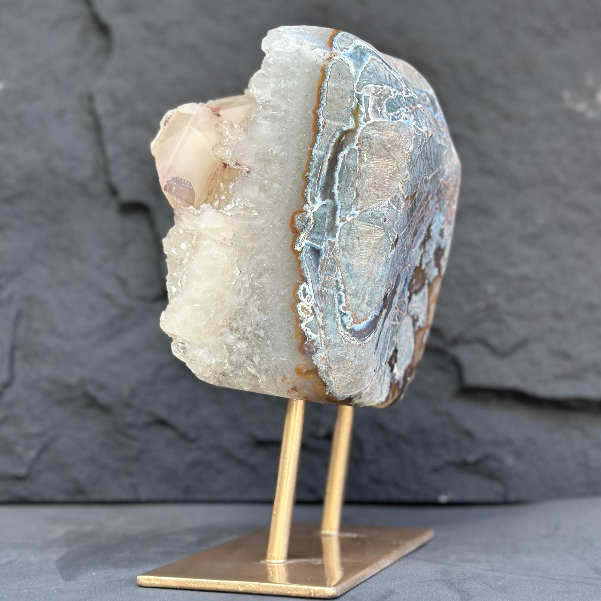 Natural Uruguayan Quartz Crystal on Metal Stand | | Wiccan Center