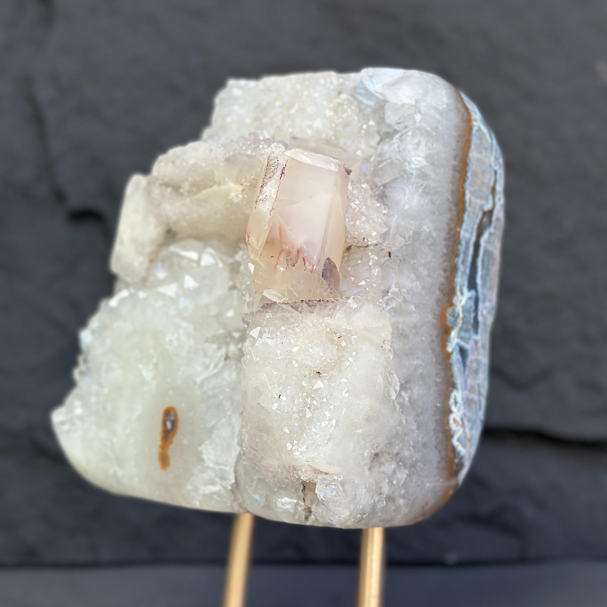 Natural Uruguayan Quartz Crystal on Metal Stand | | Wiccan Center