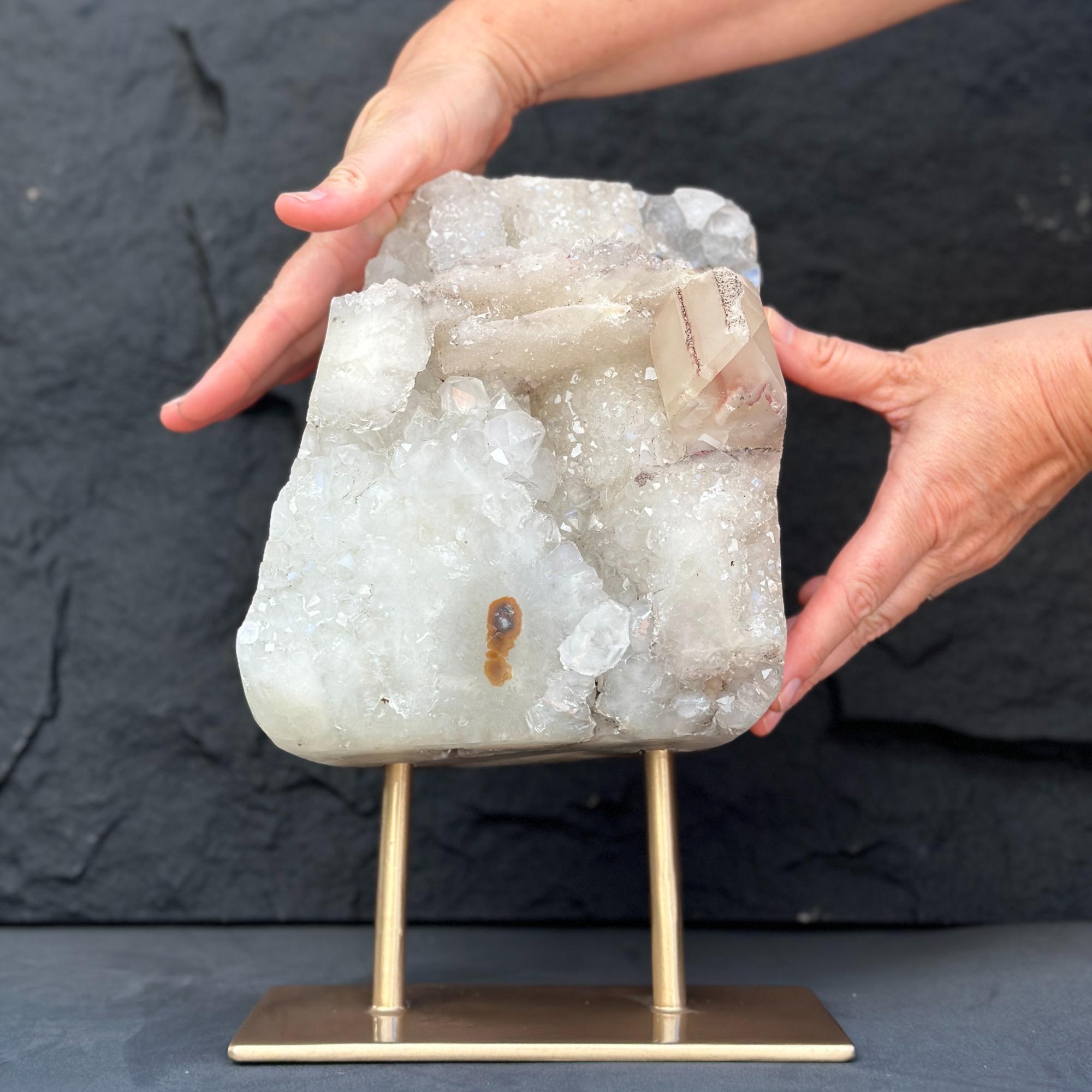 Natural Uruguayan Quartz Crystal on Metal Stand | | Wiccan Center