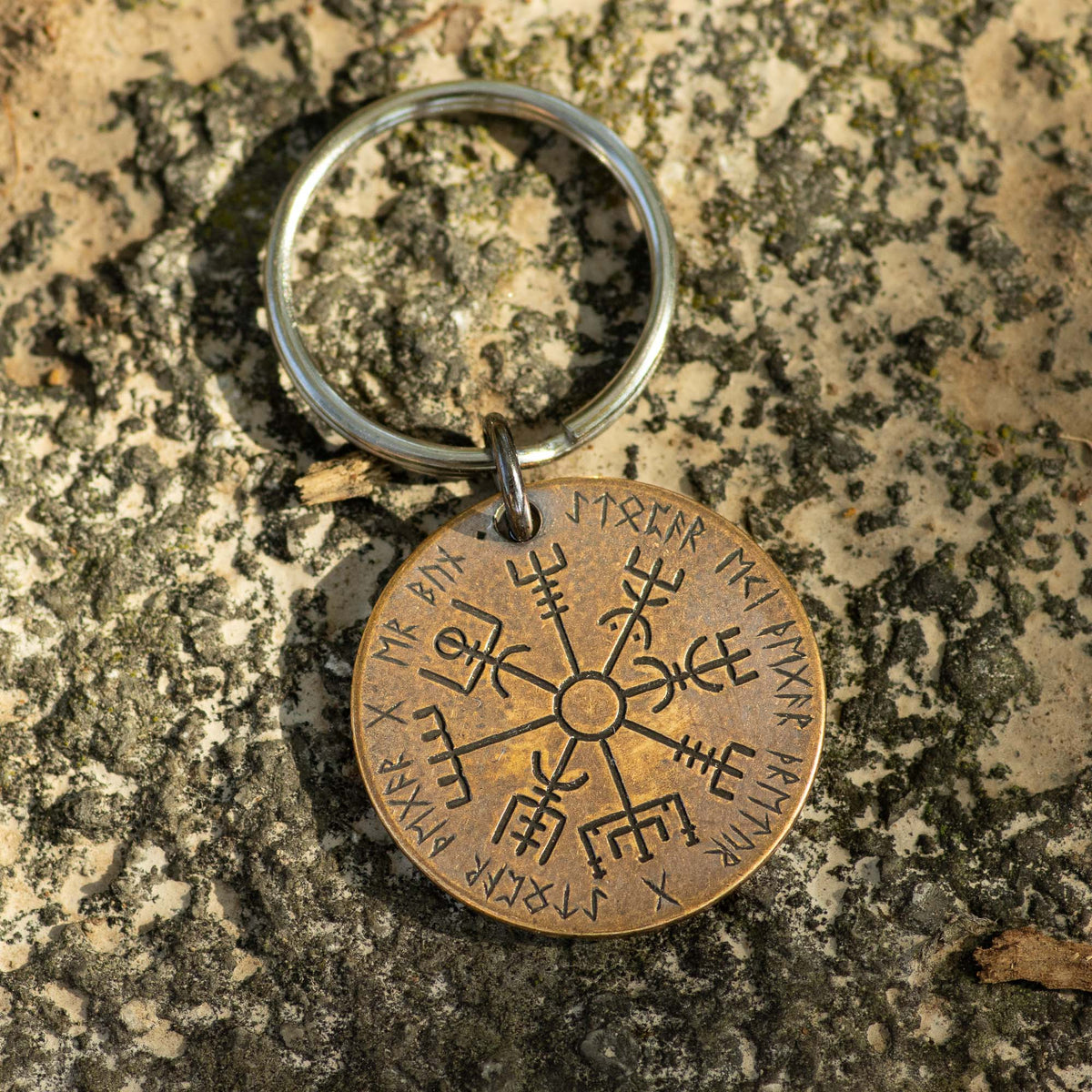 Vegvisir Norse Compass Bronze Keyring | Keychains | Wiccan Center