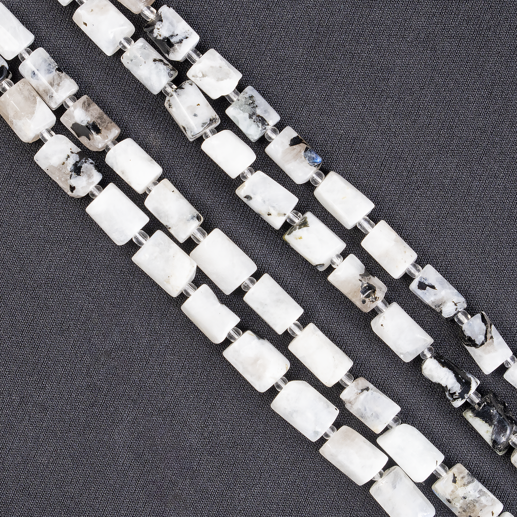 Rainbow Moonstone Gemstone Pipe Bead, Crystal Healing Tube Beads.
