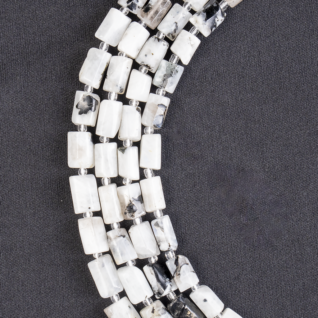 Rainbow Moonstone Gemstone Pipe Bead, Crystal Healing Tube Beads.