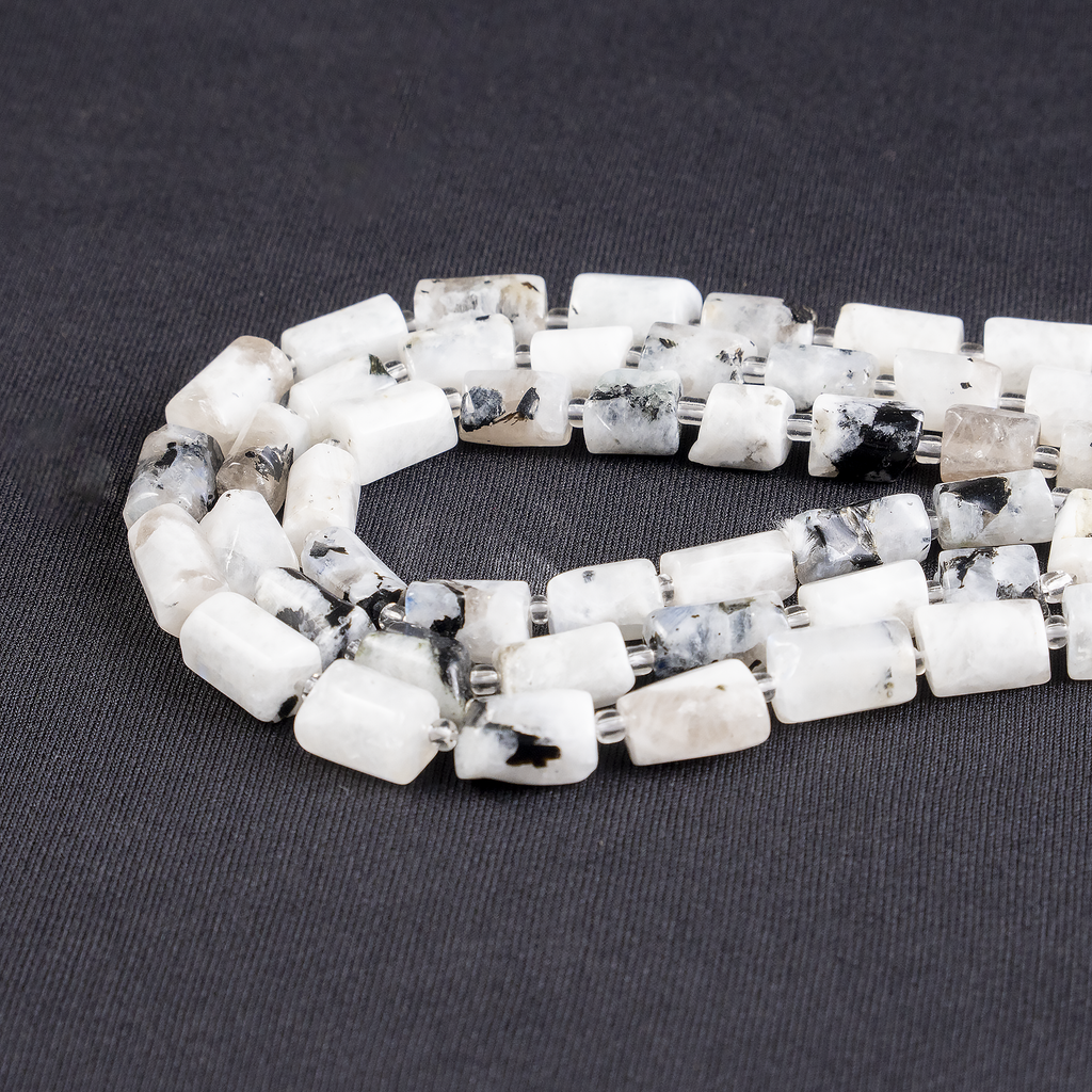 Rainbow Moonstone Gemstone Pipe Bead, Crystal Healing Tube Beads.