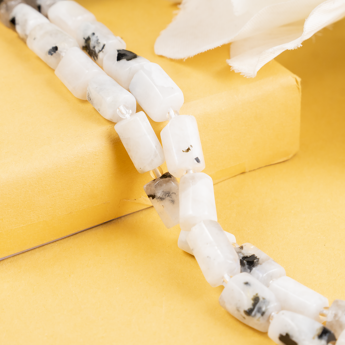 Rainbow Moonstone Gemstone Pipe Bead, Crystal Healing Tube Beads.