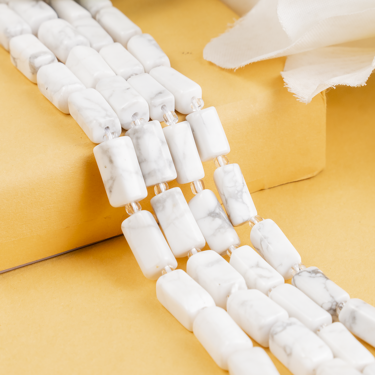 Howlite Gemstone Pipe Bead, Crystal Healing Tube Beads.
