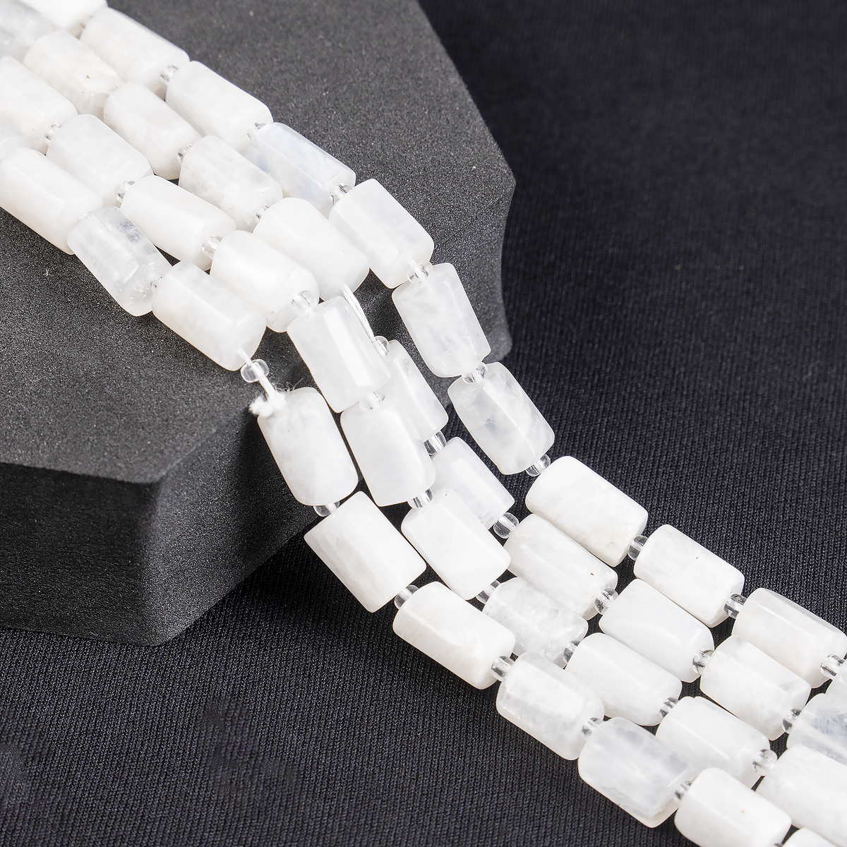 White Rainbow Moonstone Gemstone Pipe Bead, Crystal Healing Tube Beads.