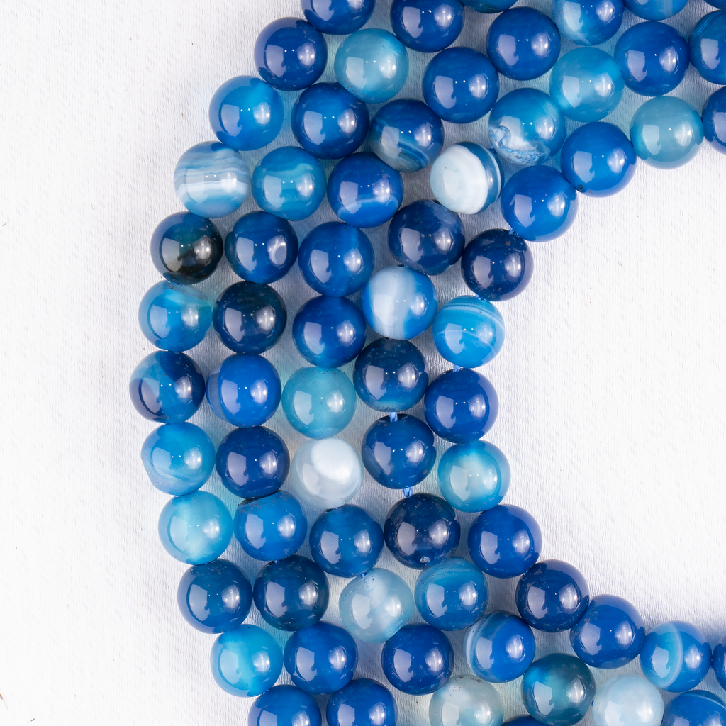 Blue Banded Agate Beads, Natural Crystal Round Beads 6mm to 12mm | | Wiccan Center